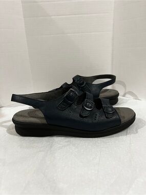 SAS Tripad Comfort SAS Women's Trio Open Toe Buckle Slingback Size 9 N Navy Blue